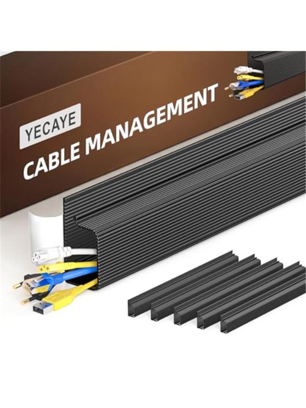 J Channel Cable Management Raceway Desk Cord Organizer Wire Cover Adhesive 6Pack